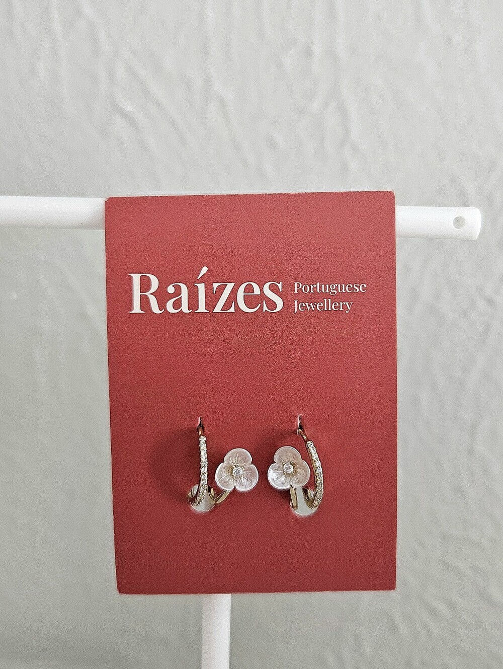 NWT Raizes Portuguese Jewellery Floral And Gold Dual Huggie Hoops